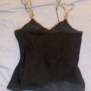 Black Cami with Leopard Trim